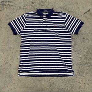 Polo Ralph Lauren Polo Shirt Mens Large Blue White Striped Classic Cotton